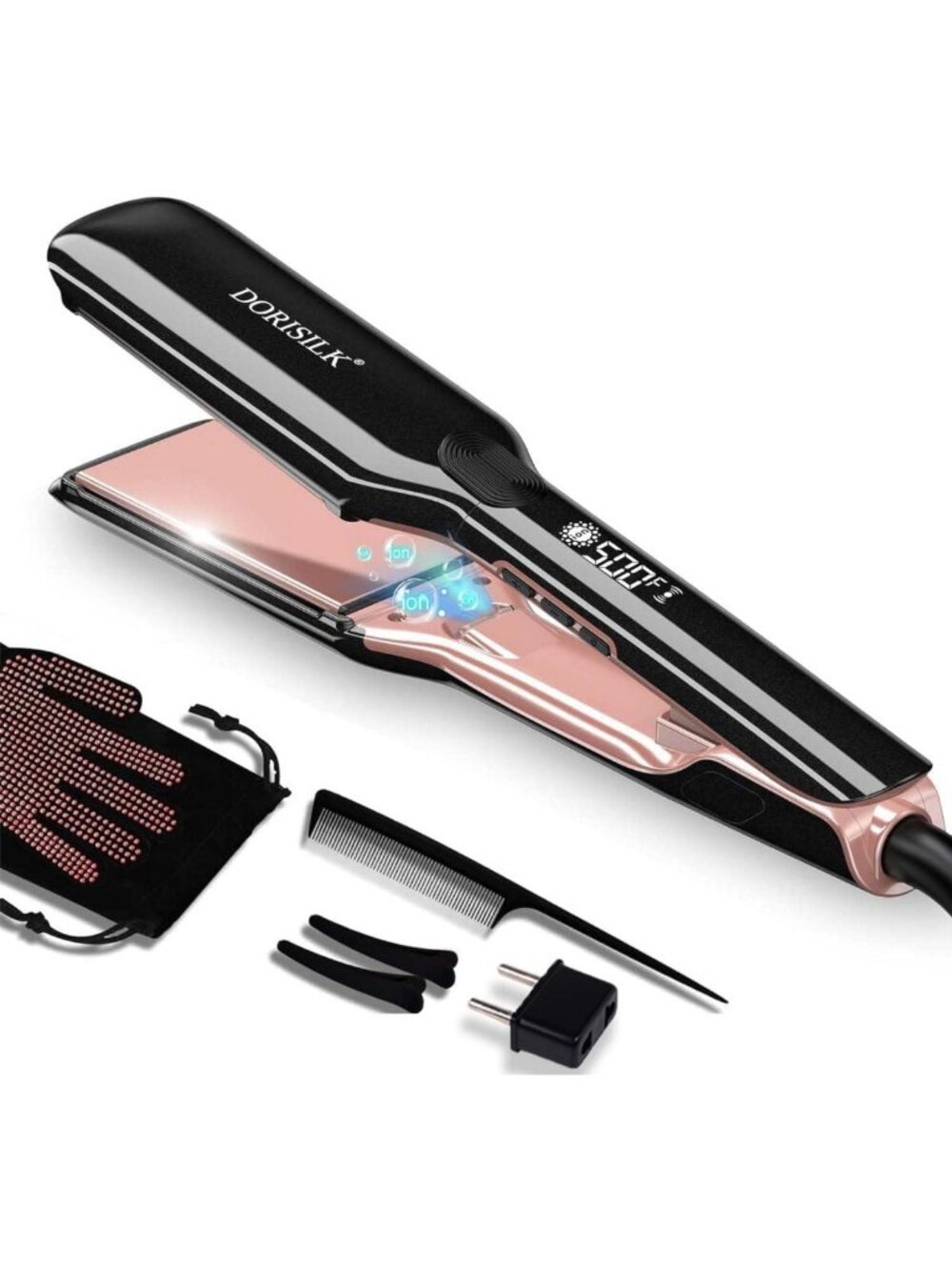 500°F Professional Ceramic Flat Iron & Curler - Frizz-Free, Shiny Hair Tool